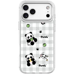 Adorabile custodia magnetica per telefono con motivo panda a griglia., For iPhone 17 Pro Max, For iPhone 17 Pro, For iPhone 17, For iPhone Air
