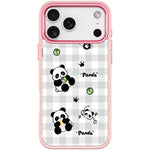 Adorabile custodia magnetica per telefono con motivo panda a griglia., For iPhone 17 Pro Max, For iPhone 17 Pro, For iPhone 17, For iPhone Air