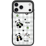 Adorabile custodia magnetica per telefono con motivo panda a griglia., For iPhone 17 Pro Max, For iPhone 17 Pro, For iPhone 17, For iPhone Air