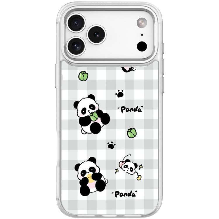 Adorabile custodia magnetica per telefono con motivo panda a griglia., For iPhone 17 Pro Max, For iPhone 17 Pro, For iPhone 17, For iPhone Air