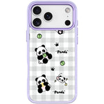 Adorabile custodia magnetica per telefono con motivo panda a griglia., For iPhone 17 Pro Max, For iPhone 17 Pro, For iPhone 17, For iPhone Air