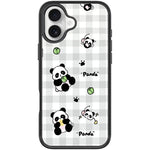 Adorabile custodia magnetica per telefono con motivo panda a griglia., For iPhone 17 Pro Max, For iPhone 17 Pro, For iPhone 17, For iPhone Air