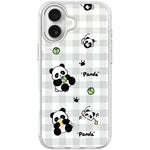 Adorabile custodia magnetica per telefono con motivo panda a griglia., For iPhone 17 Pro Max, For iPhone 17 Pro, For iPhone 17, For iPhone Air