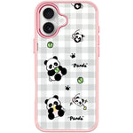 Adorabile custodia magnetica per telefono con motivo panda a griglia., For iPhone 17 Pro Max, For iPhone 17 Pro, For iPhone 17, For iPhone Air