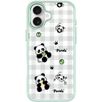 Adorabile custodia magnetica per telefono con motivo panda a griglia., For iPhone 17 Pro Max, For iPhone 17 Pro, For iPhone 17, For iPhone Air