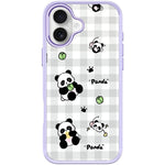 Adorabile custodia magnetica per telefono con motivo panda a griglia., For iPhone 17 Pro Max, For iPhone 17 Pro, For iPhone 17, For iPhone Air