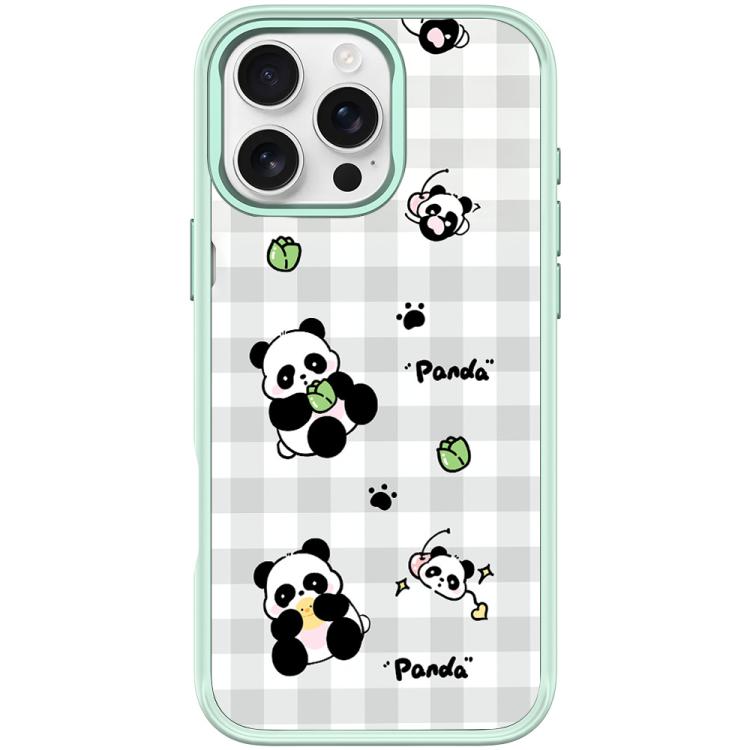Adorabile custodia magnetica per telefono con motivo panda a griglia., For iPhone 16 Pro Max, For iPhone 16 Pro, For iPhone 15 Pro Max, For iPhone 15 Pro