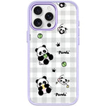 Adorabile custodia magnetica per telefono con motivo panda a griglia., For iPhone 16 Pro Max, For iPhone 16 Pro, For iPhone 15 Pro Max, For iPhone 15 Pro