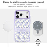Custodia magnetica per telefono con motivo floreale viola chiaro, For iPhone 16 Pro Max, For iPhone 16 Pro, For iPhone 15 Pro Max, For iPhone 15 Pro