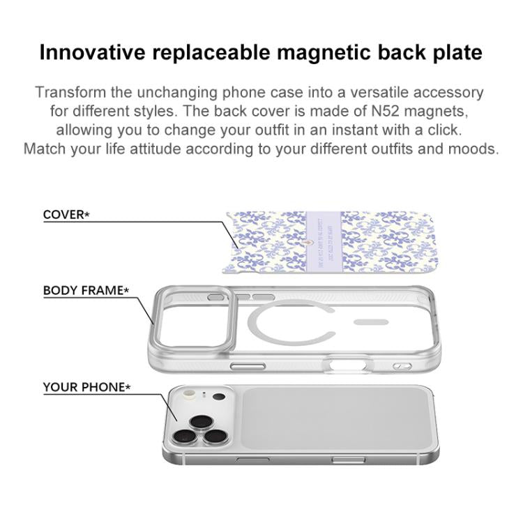 Custodia magnetica per telefono con motivo floreale viola chiaro, For iPhone 17 Pro Max, For iPhone 17 Pro, For iPhone 17, For iPhone Air