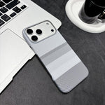 Custodia per telefono magnetica in PC con stampa a trasferimento d'acqua, effetto pelle a righe, con stampa a trasferimento d'acqua su entrambi i lati., For iPhone 17 Pro Max, For iPhone 17 Pro