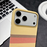 Custodia per telefono magnetica in PC con stampa a trasferimento d'acqua, effetto pelle a righe, con stampa a trasferimento d'acqua su entrambi i lati., For iPhone 17 Pro Max, For iPhone 17 Pro