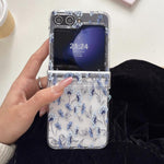 Elegante custodia per telefono con motivo floreale azzurro ghiaccio., For Samsung Galaxy Z Flip7 5G, For Samsung Galaxy Z Flip6, For Samsung Galaxy Z Flip5