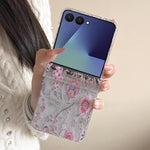 Elegante custodia per telefono con motivo floreale rosa., For Samsung Galaxy Z Flip7 5G, For Samsung Galaxy Z Flip6, For Samsung Galaxy Z Flip5