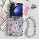 Custodia per telefono con cinturino e delicato motivo di fiori e uccelli., For Samsung Galaxy Z Flip7 5G, For Samsung Galaxy Z Flip6, For Samsung Galaxy Z Flip5
