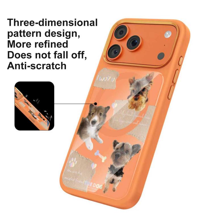 Custodia magnetica in silicone liquido con motivo di cuccioli reciproci, For iPhone 17 Pro Max, For iPhone 17 Pro