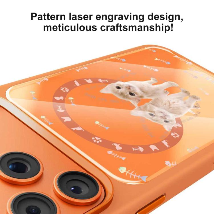 Custodia magnetica in silicone liquido con motivo di gatti in comune, For iPhone 17 Pro Max, For iPhone 17 Pro