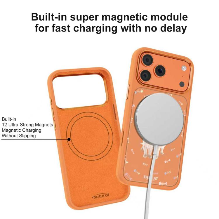 Custodia magnetica in silicone liquido con motivo di gatti in comune, For iPhone 17 Pro Max, For iPhone 17 Pro