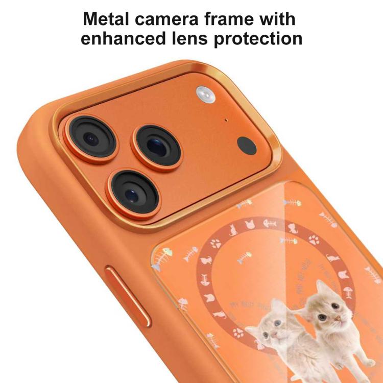 Custodia magnetica in silicone liquido con motivo di gatti in comune, For iPhone 17 Pro Max, For iPhone 17 Pro