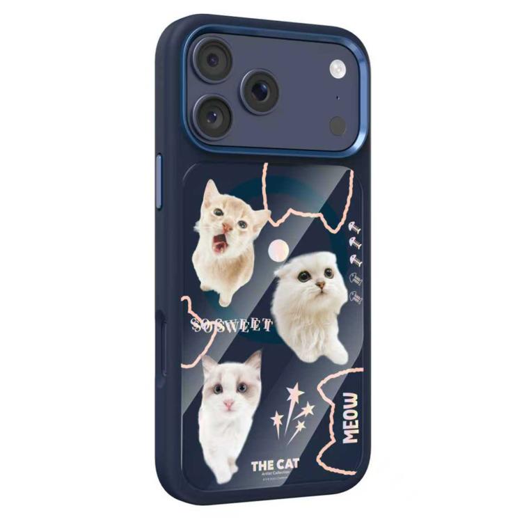 Custodia magnetica in silicone liquido con motivo di gatti in comune, For iPhone 17 Pro Max, For iPhone 17 Pro