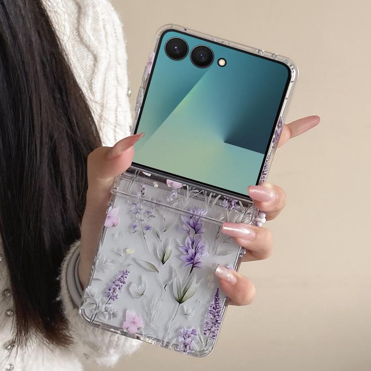 Cover per telefono con motivo a fiori di lavanda, For Samsung Galaxy Z Flip7 5G, For Samsung Galaxy Z Flip6, For Samsung Galaxy Z Flip5