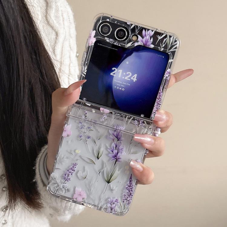 Cover per telefono con motivo a fiori di lavanda, For Samsung Galaxy Z Flip7 5G, For Samsung Galaxy Z Flip6, For Samsung Galaxy Z Flip5