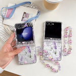Cover per telefono con motivo a fiori di lavanda, For Samsung Galaxy Z Flip7 5G, For Samsung Galaxy Z Flip6, For Samsung Galaxy Z Flip5