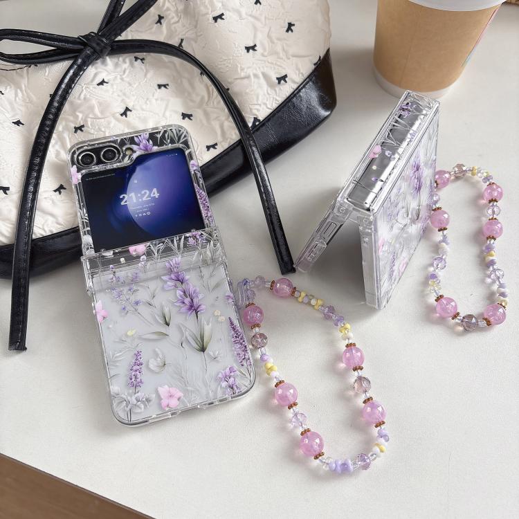 Cover per telefono con motivo a fiori di lavanda, For Samsung Galaxy Z Flip7 5G, For Samsung Galaxy Z Flip6, For Samsung Galaxy Z Flip5