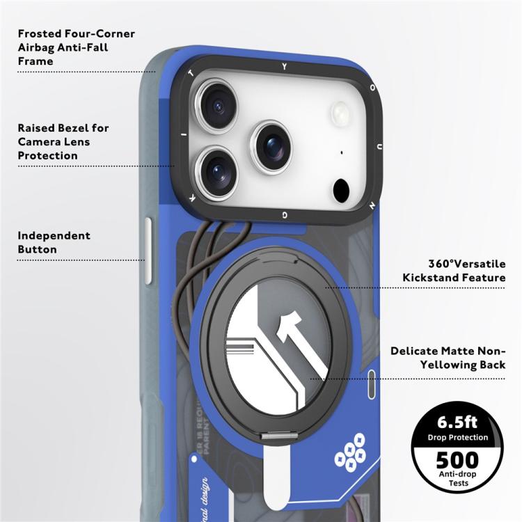 Custodia magnetica per telefono YOUNGKIT Starship Series con supporto girevole in TPU IMD, For iPhone 17 Pro Max, For iPhone 17 Pro