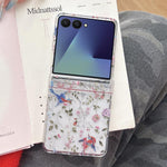 Cover per telefono con motivo floreale e gazza., For Samsung Galaxy Z Flip7 5G, For Samsung Galaxy Z Flip6, For Samsung Galaxy Z Flip5