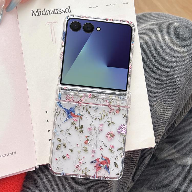 Cover per telefono con motivo floreale e gazza., For Samsung Galaxy Z Flip7 5G, For Samsung Galaxy Z Flip6, For Samsung Galaxy Z Flip5