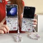 Cover per telefono con motivo floreale e gazza., For Samsung Galaxy Z Flip7 5G, For Samsung Galaxy Z Flip6, For Samsung Galaxy Z Flip5