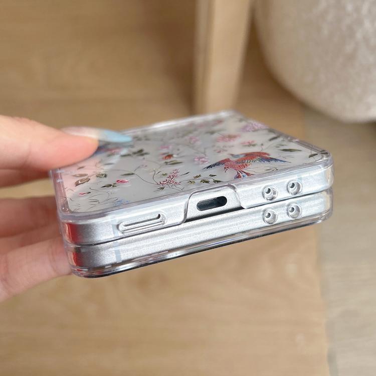 Cover per telefono con motivo floreale e gazza., For Samsung Galaxy Z Flip7 5G, For Samsung Galaxy Z Flip6, For Samsung Galaxy Z Flip5