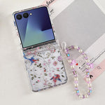 Custodia per telefono con bracciale e motivo floreale a gazza., For Samsung Galaxy Z Flip7 5G, For Samsung Galaxy Z Flip6, For Samsung Galaxy Z Flip5