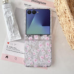 Custodia per telefono con motivo giardino di rose rosa, For Samsung Galaxy Z Flip7 5G, For Samsung Galaxy Z Flip6, For Samsung Galaxy Z Flip5