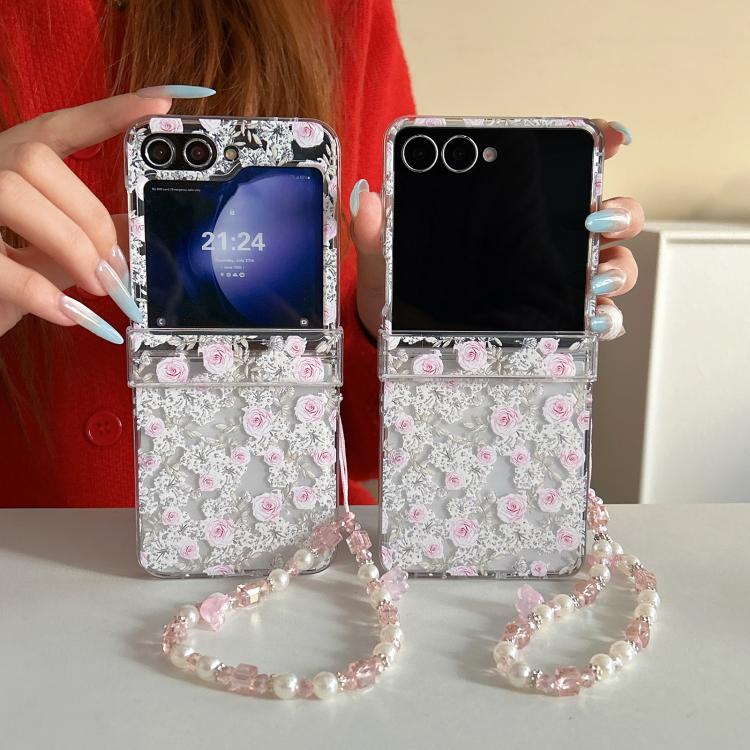 Custodia per telefono con motivo giardino di rose rosa, For Samsung Galaxy Z Flip7 5G, For Samsung Galaxy Z Flip6, For Samsung Galaxy Z Flip5