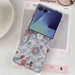 Custodia per telefono con motivo floreale verde e blu, For Samsung Galaxy Z Flip7 5G, For Samsung Galaxy Z Flip6, For Samsung Galaxy Z Flip5