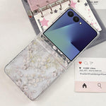 Custodia per telefono con motivo di fiori e foglie bianche, For Samsung Galaxy Z Flip7 5G, For Samsung Galaxy Z Flip6, For Samsung Galaxy Z Flip5