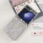 Custodia per telefono con motivo di fiori e foglie bianche, For Samsung Galaxy Z Flip7 5G, For Samsung Galaxy Z Flip6, For Samsung Galaxy Z Flip5