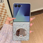 Custodia per telefono con specchio e design a orsetto di diamanti scintillanti, For Samsung Galaxy Z Fold7 5G, For Samsung Galaxy Z Flip7 5G, For Samsung Galaxy Z Flip6, For Samsung Galaxy Z Fold6, For Samsung Galaxy Z Fold5, For Samsung Galaxy Z Flip5...