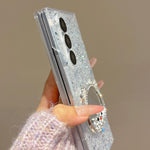 Custodia per telefono con specchio e design a orsetto di diamanti scintillanti, For Samsung Galaxy Z Fold7 5G, For Samsung Galaxy Z Flip7 5G, For Samsung Galaxy Z Flip6, For Samsung Galaxy Z Fold6, For Samsung Galaxy Z Fold5, For Samsung Galaxy Z Flip5...