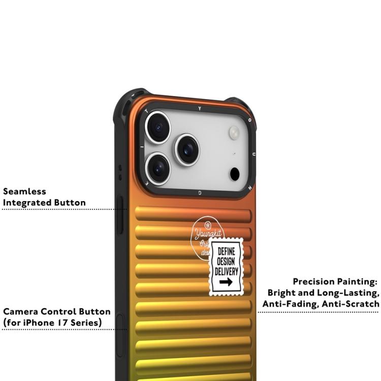 Custodia per telefono YOUNGKIT Secret Color Laser Gradient in lega di alluminio e TPU, For iPhone 17 Pro Max, For iPhone 17 Pro