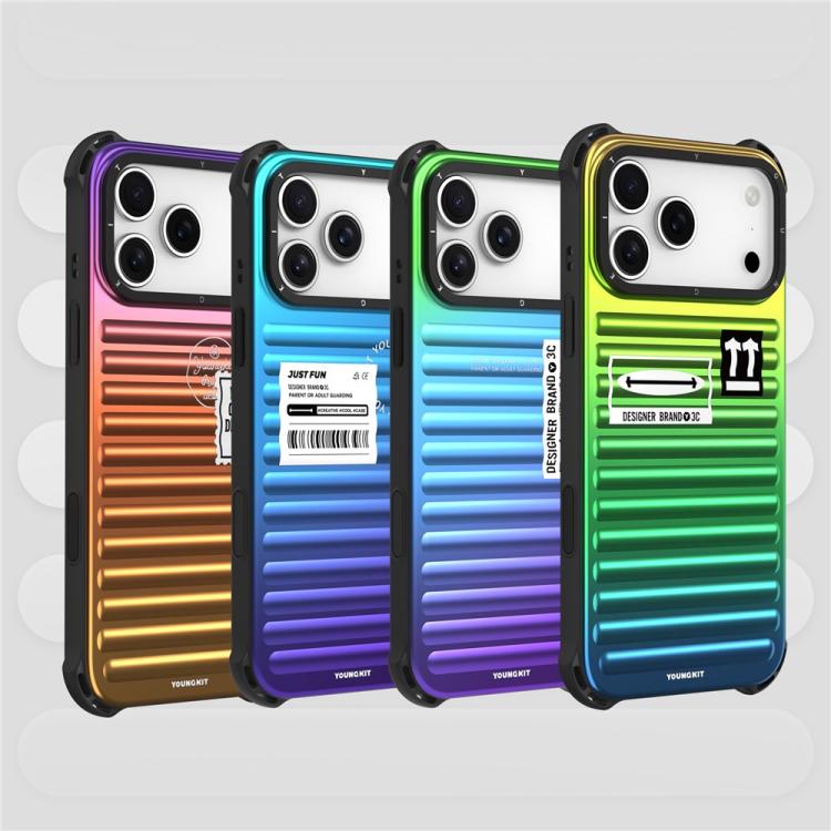 Custodia per telefono YOUNGKIT Secret Color Laser Gradient in lega di alluminio e TPU, For iPhone 17 Pro Max, For iPhone 17 Pro