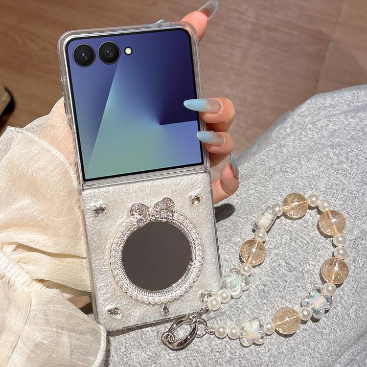 Custodia per telefono con cinturino e design a specchio argento a forma di fiocco di neve., For Samsung Galaxy Z Fold7 5G, For Samsung Galaxy Z Flip7 5G, For Samsung Galaxy Z Flip6, For Samsung Galaxy Z Fold6, For Samsung Galaxy Z Fold5                ...