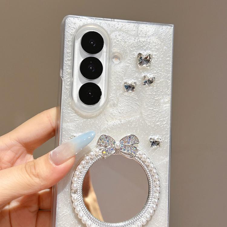 Custodia per telefono con cinturino e design a specchio argento a forma di fiocco di neve., For Samsung Galaxy Z Fold7 5G, For Samsung Galaxy Z Flip7 5G, For Samsung Galaxy Z Flip6, For Samsung Galaxy Z Fold6, For Samsung Galaxy Z Fold5                ...