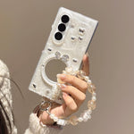 Custodia per telefono con cinturino e design a specchio argento a forma di fiocco di neve., For Samsung Galaxy Z Fold7 5G, For Samsung Galaxy Z Flip7 5G, For Samsung Galaxy Z Flip6, For Samsung Galaxy Z Fold6, For Samsung Galaxy Z Fold5                ...
