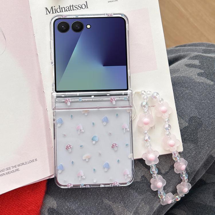 Custodia per telefono con motivo a funghi e cinturino, For Samsung Galaxy Z Flip7 5G, For Samsung Galaxy Z Flip6, For Samsung Galaxy Z Flip5