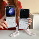 Custodia per telefono con motivo a funghi e cinturino, For Samsung Galaxy Z Flip7 5G, For Samsung Galaxy Z Flip6, For Samsung Galaxy Z Flip5