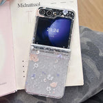 Cover per telefono con motivo floreale rosa e bianco e foglie., For Samsung Galaxy Z Flip7 5G, For Samsung Galaxy Z Flip6, For Samsung Galaxy Z Flip5