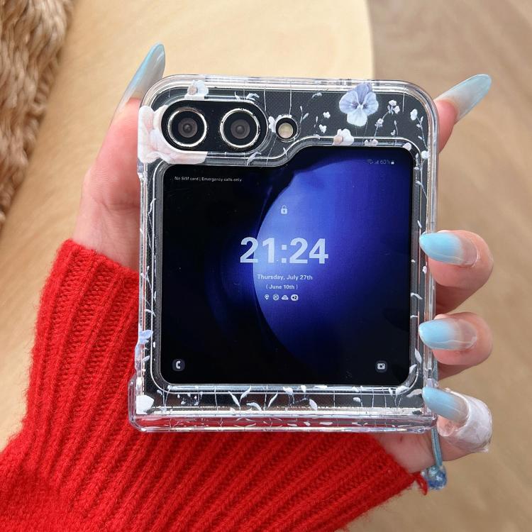 Cover per telefono con motivo floreale rosa e bianco e foglie., For Samsung Galaxy Z Flip7 5G, For Samsung Galaxy Z Flip6, For Samsung Galaxy Z Flip5